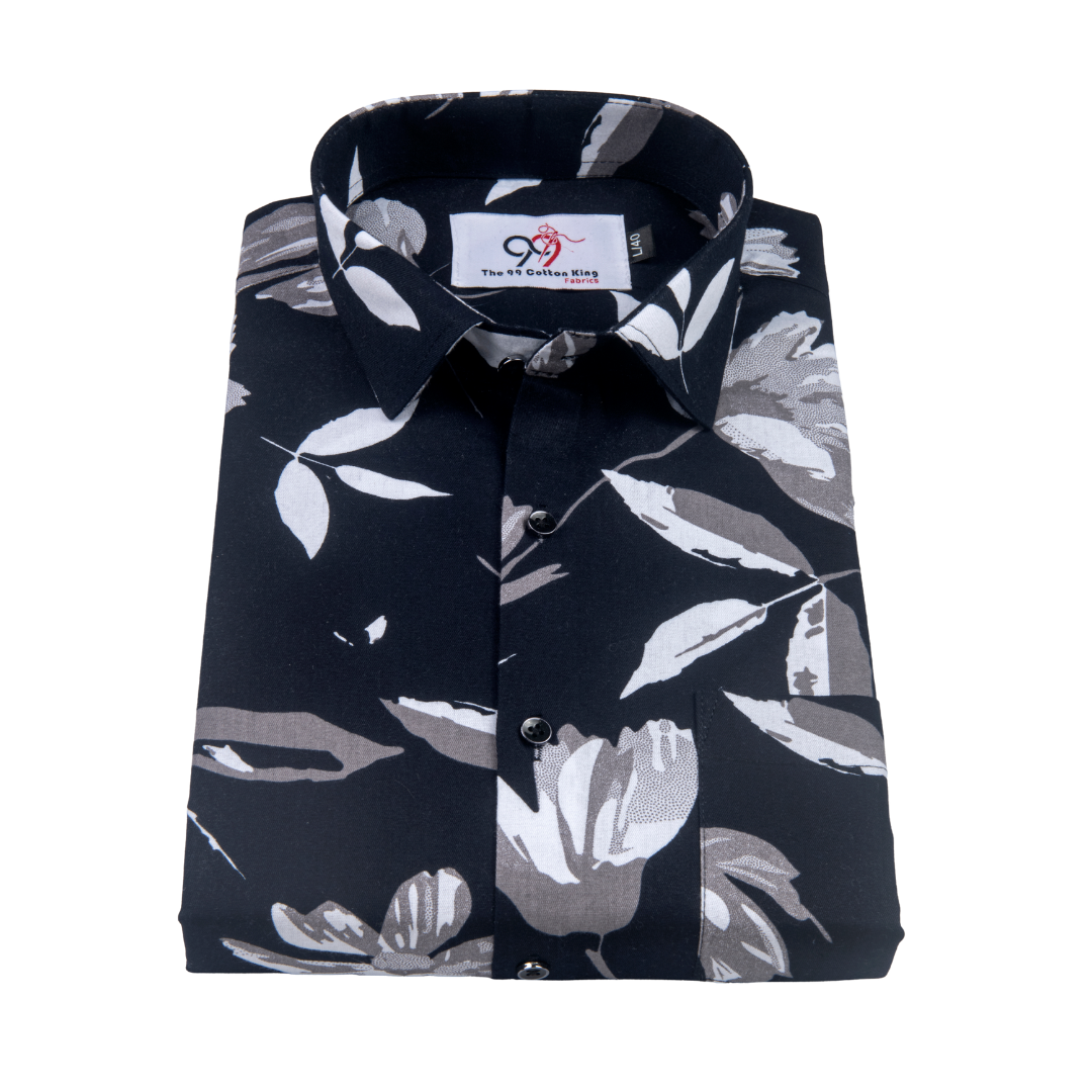 Pure Cotton Mehndi Color flower Print Men Shirt