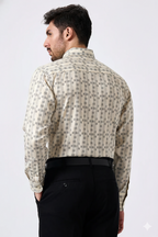 Premium Printed Cream Color Men Shirt