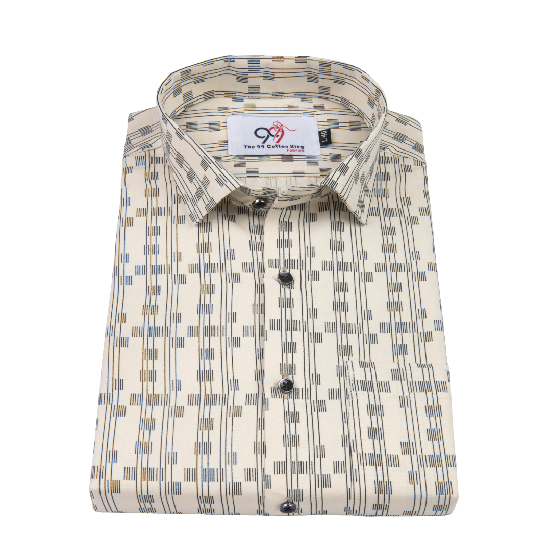 Premium Printed Cream Color Men Shirt