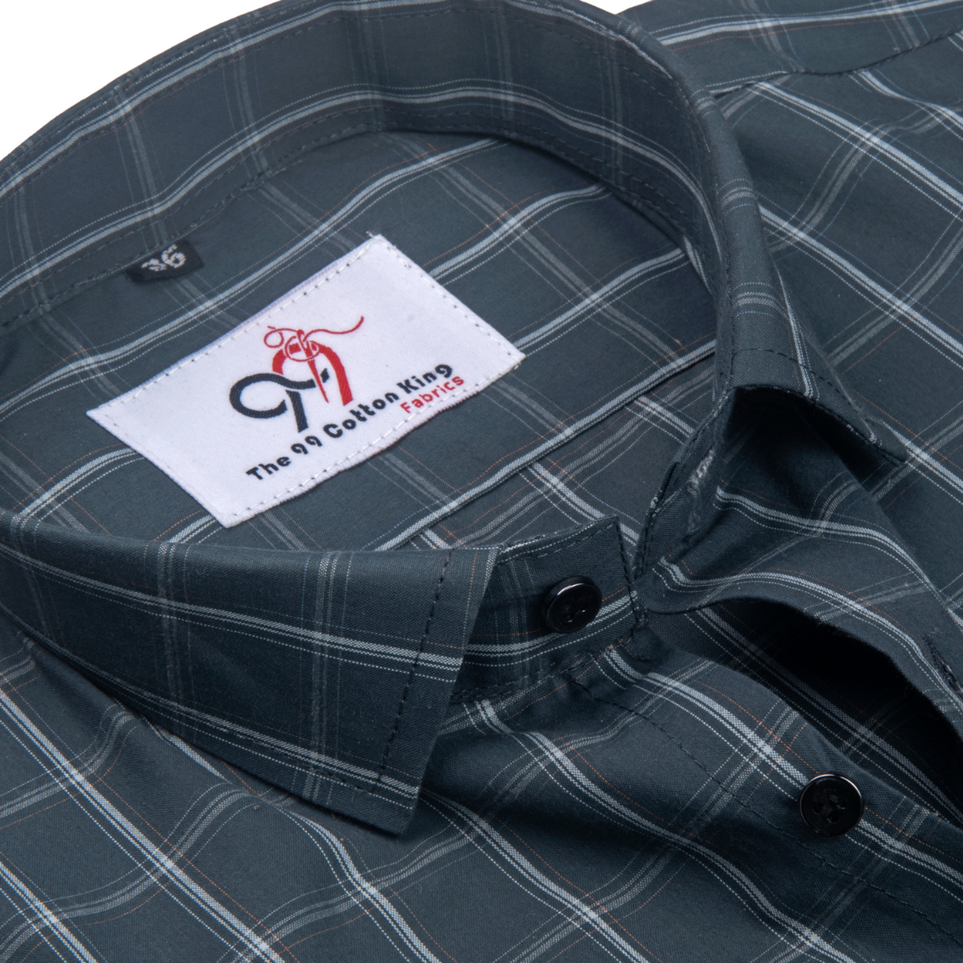 Premium Gray Color Classic Grid Check Men Shirt