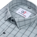 Premium Steel Gray Color Classic Grid Check Men Shirt