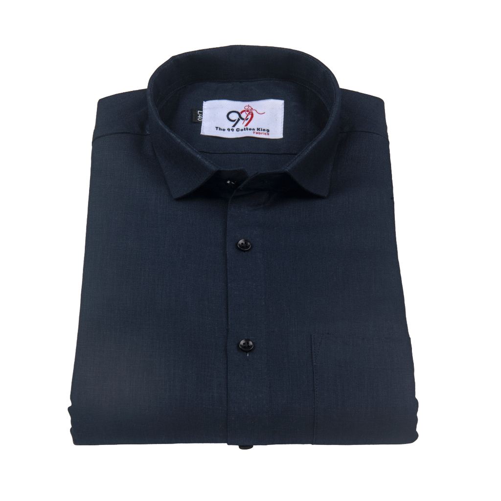 Premium Linen Blue Sky Color Plain Shirt - Full Sleeves