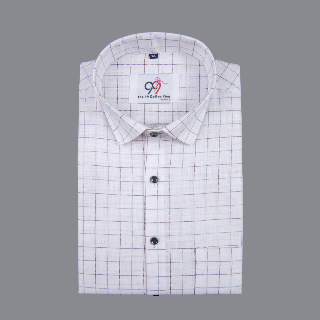 Flax Linan Cotton Checks purple colour Men Shirt