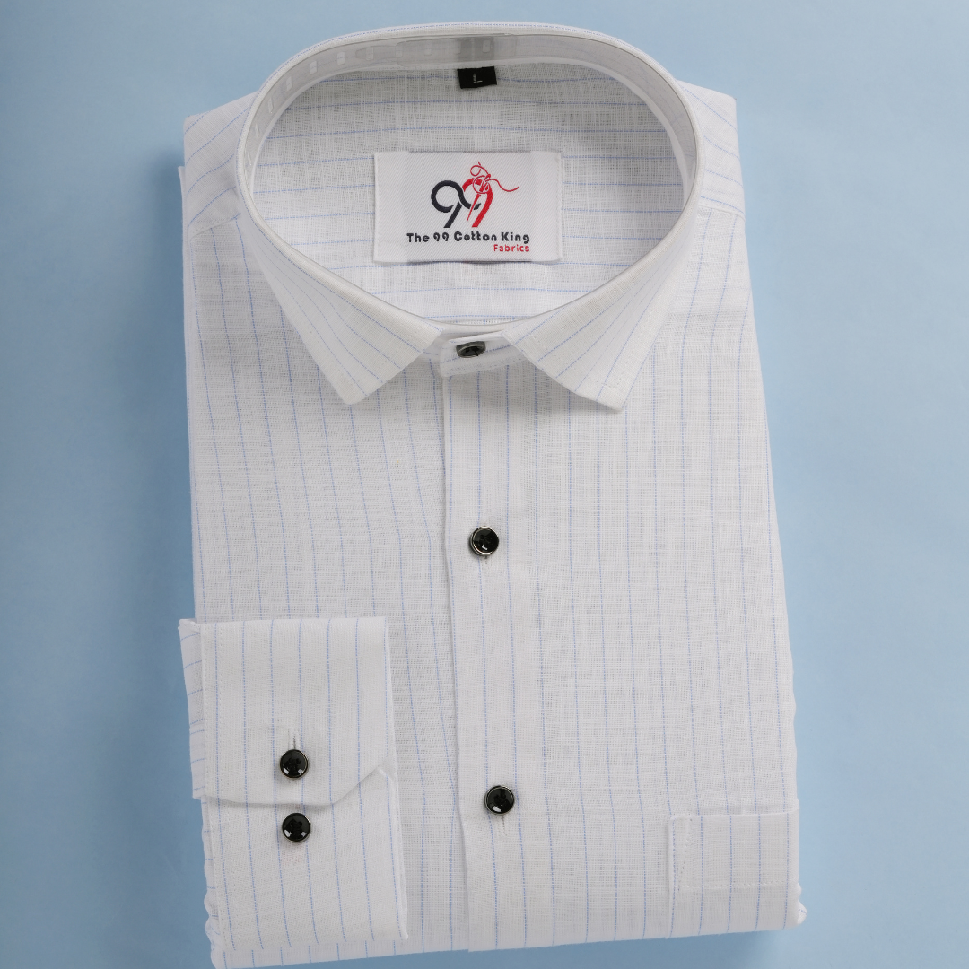 Plax Linen Cotton Blue Lining Shirt