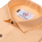 Premium Linen Slub Orange Color Plain Shirt - Full Sleeves