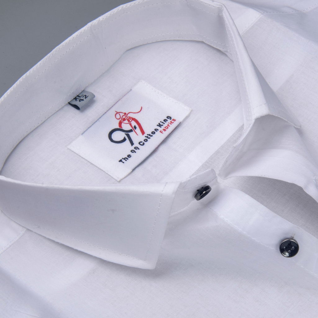 Cotton Classic Plain White Men Shirt