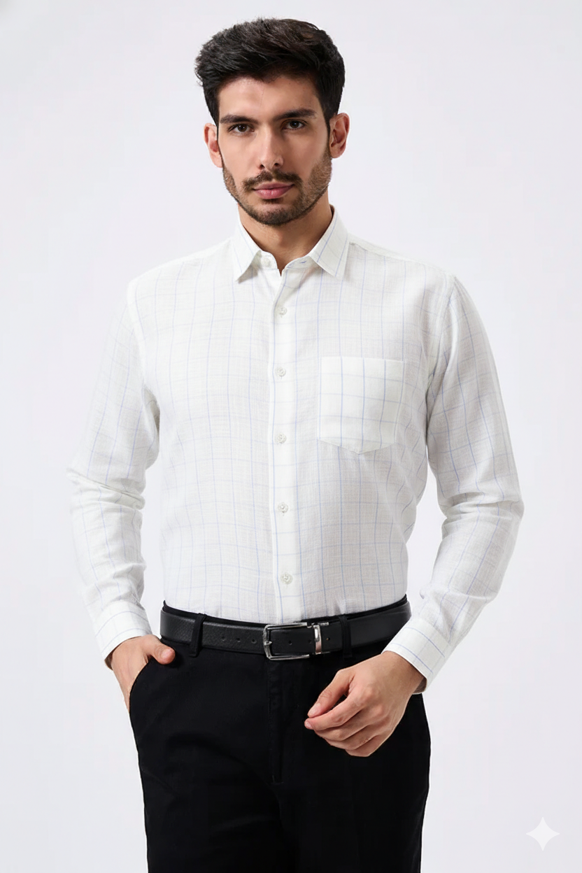 Plax Linen Cotton Sky Lining Shirt