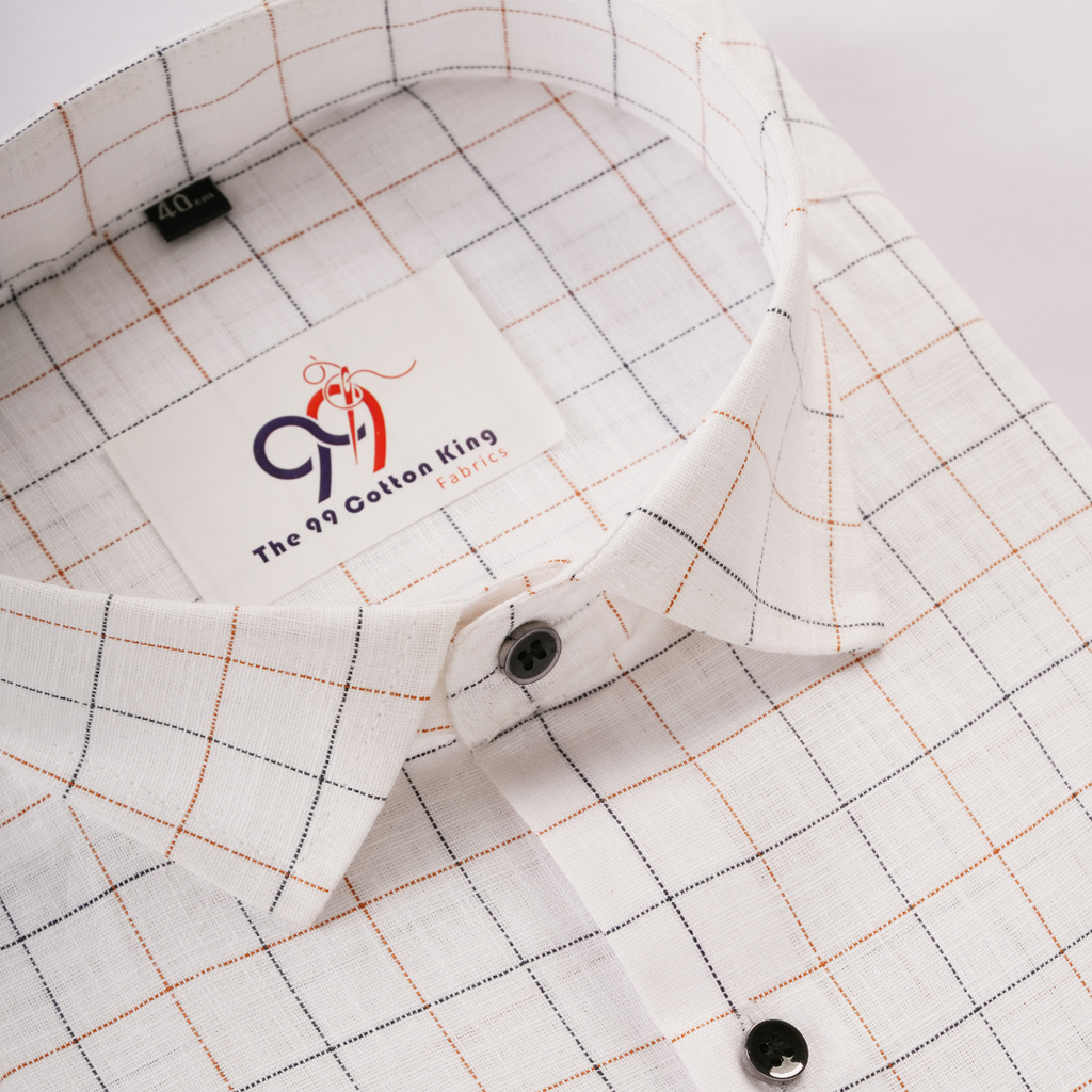 Linen Golden and black checks shirt