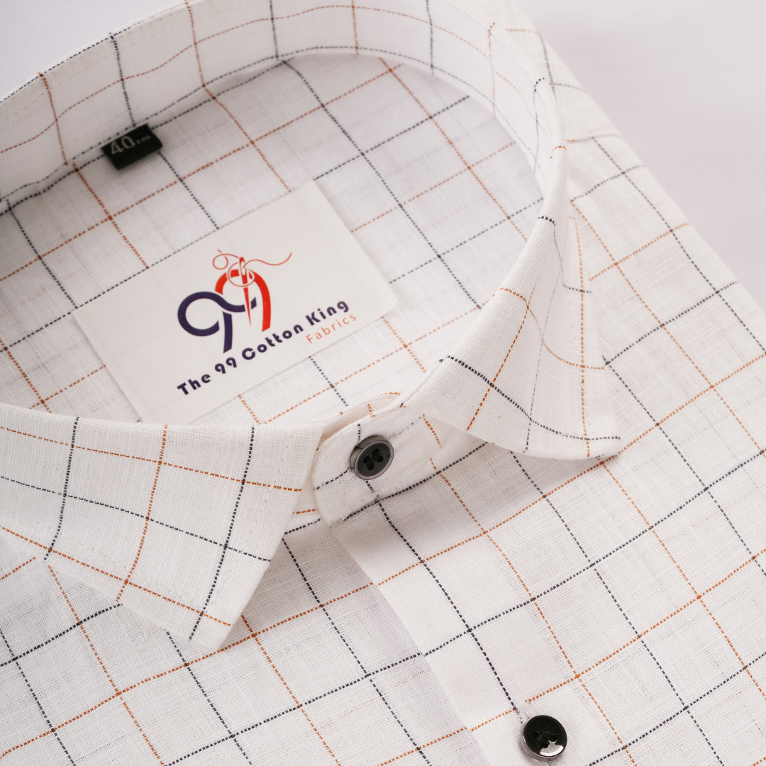 Linen Golden and black checks shirt