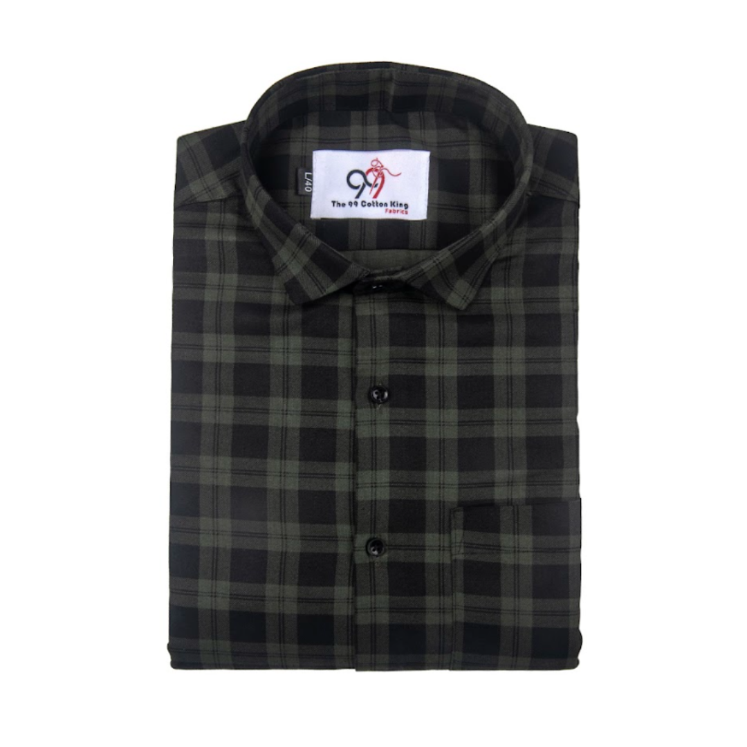 Pure Cotton Green Checks Shirt for Men