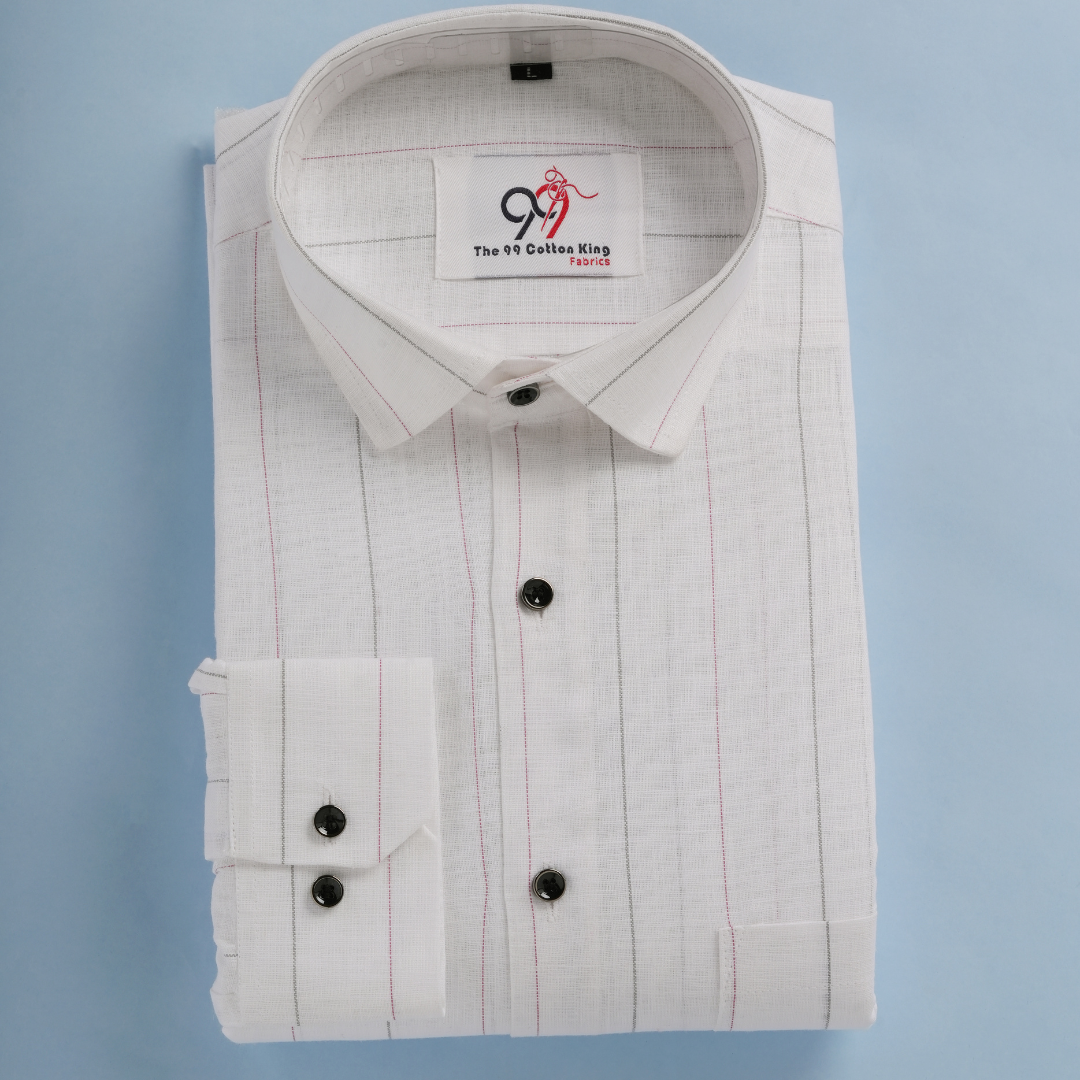 Plax Linen Cotton Purple Gray Lining Shirt