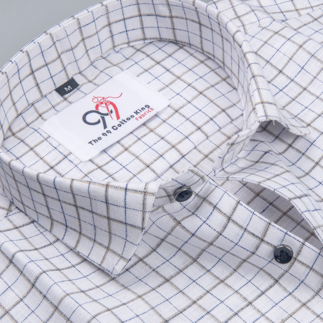 Pure Cotton 100% Brown Check Men Shirt