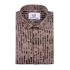 Cotton Brown Color Lining Brush Stroke Print Men Shirt