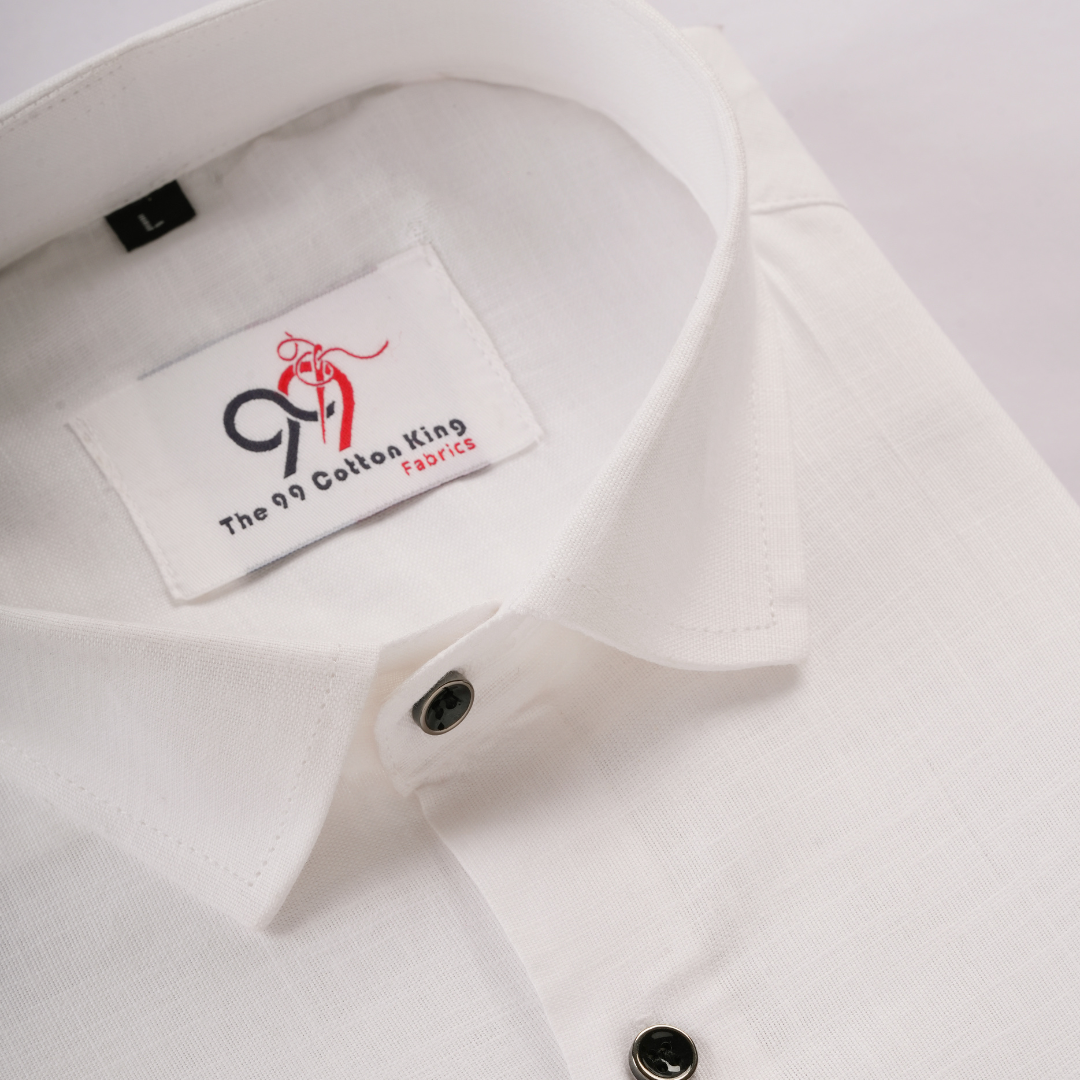 Linen Slab White Plain Shirt