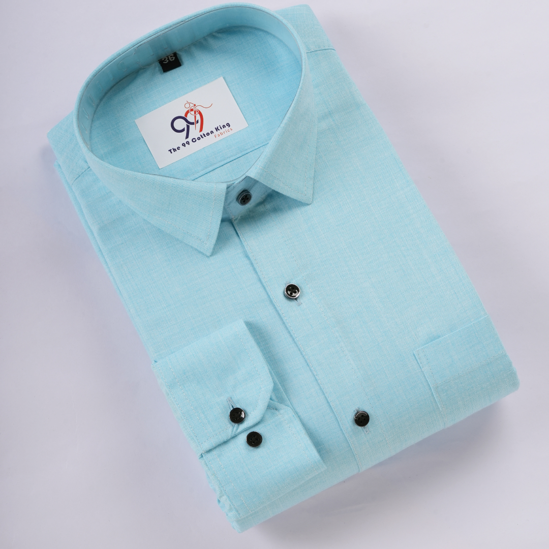 Cotton Slik Sky Colour Men Shirt