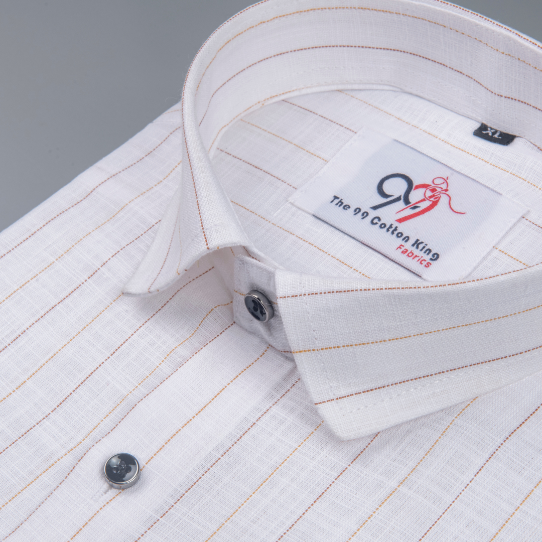 Flax Linan Cotton Midiam Line Gold Colour Men Shirt