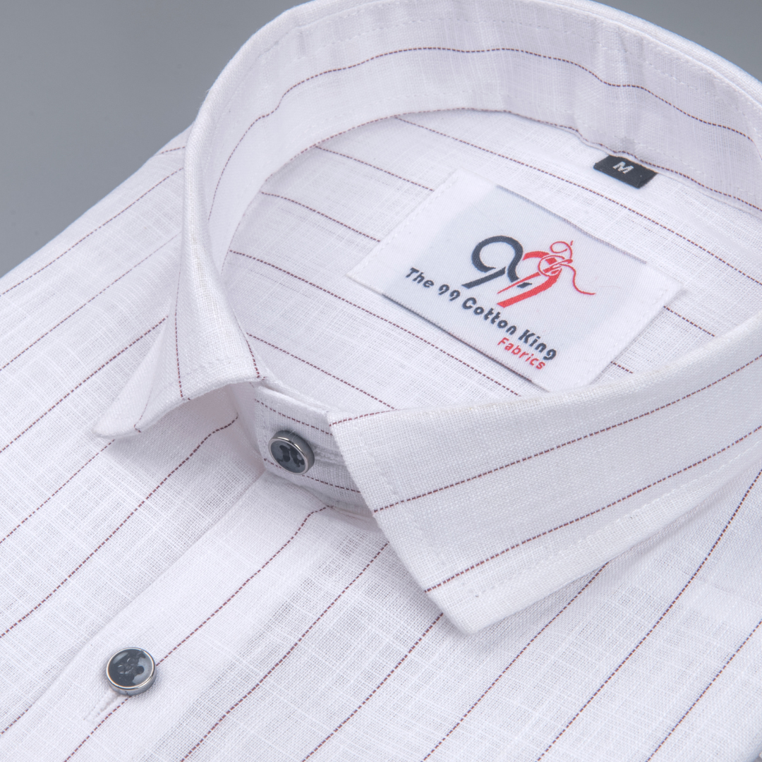 Flax Linan Cotton Midiam Line Brown Colour Men Shirt