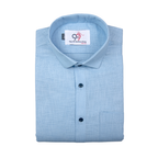 Premium Linen Slub Sky Color Plain Shirt - Full Sleeves