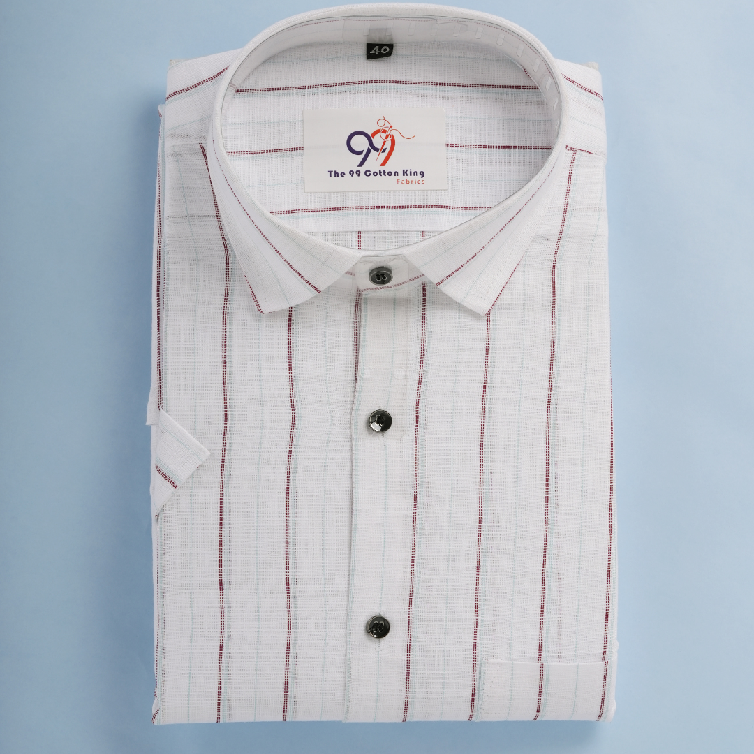 Plax Linen Cotton Bold Multi Colour Lining Shirt