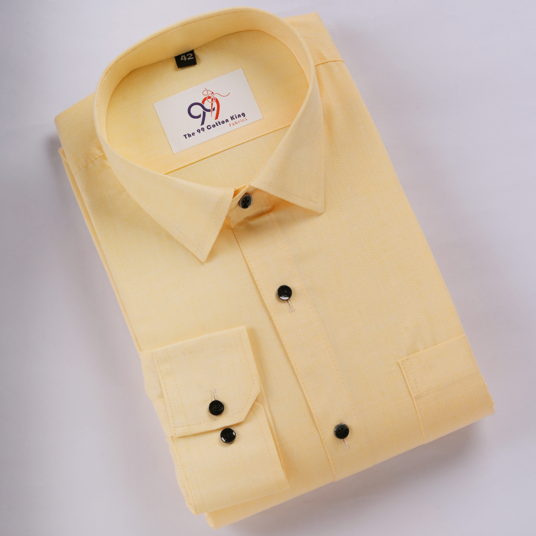 Cotton Slik Yellow Colour Men Shirt