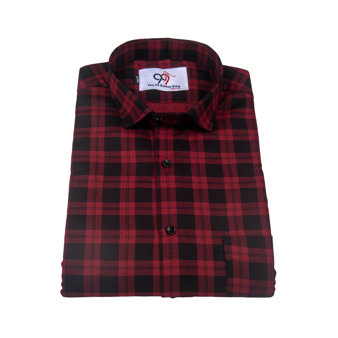 Pure Cotton Red Checks Shirt for Men