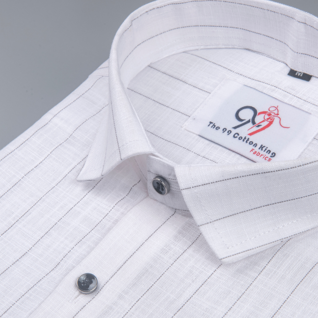 Flax Linan Cotton Midiam Line Grey Colour Men Shirt