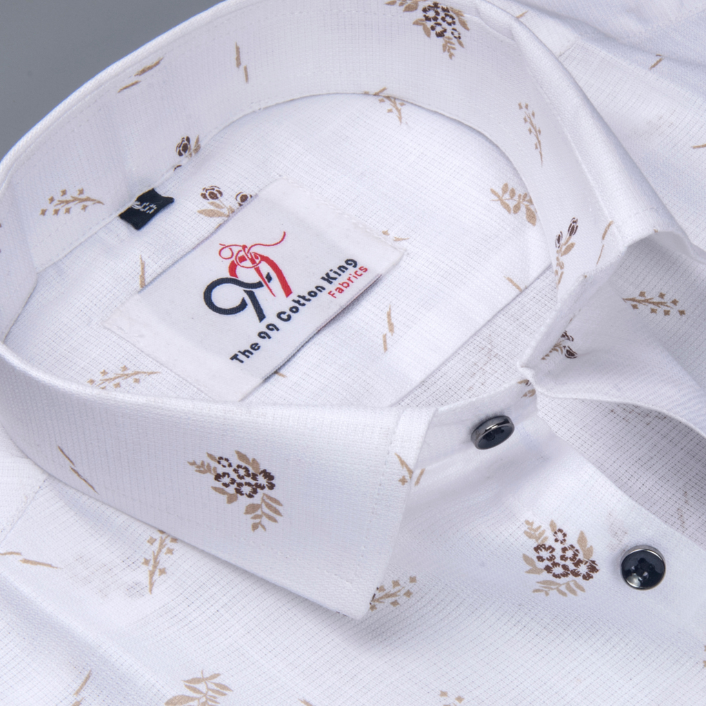 Plax Linen Cotton Micro Floral Print Men Shirt