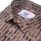 Cotton Brown Color Lining Brush Stroke Print Men Shirt