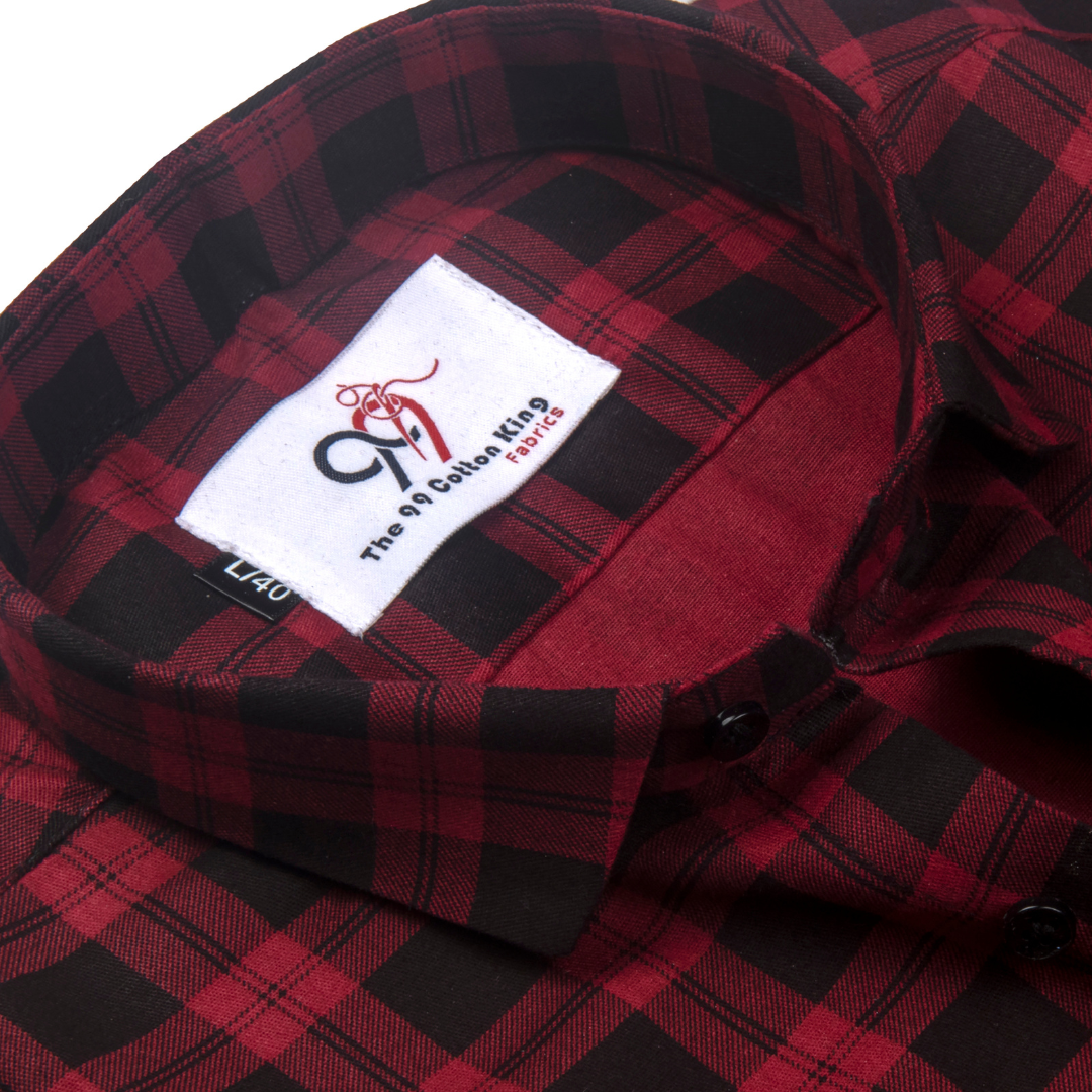 Pure Cotton Red Checks Shirt for Men