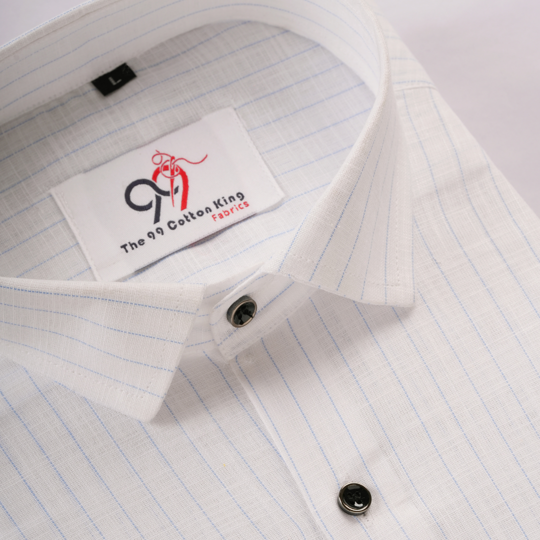 Plax Linen Cotton Blue Lining Shirt