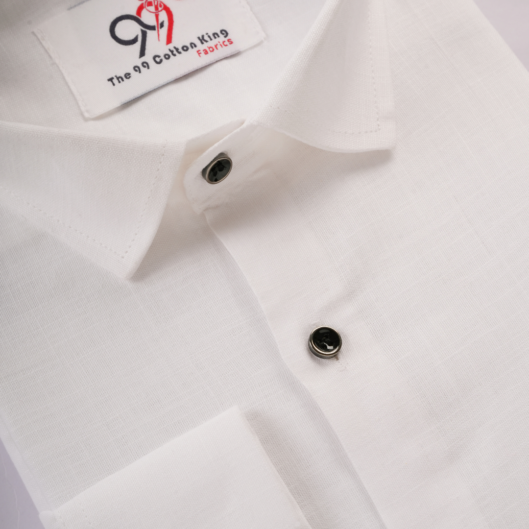 Linen Slab White Plain Shirt