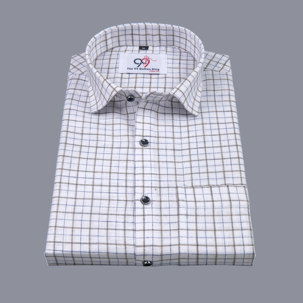 Pure Cotton 100% Brown Check Men Shirt