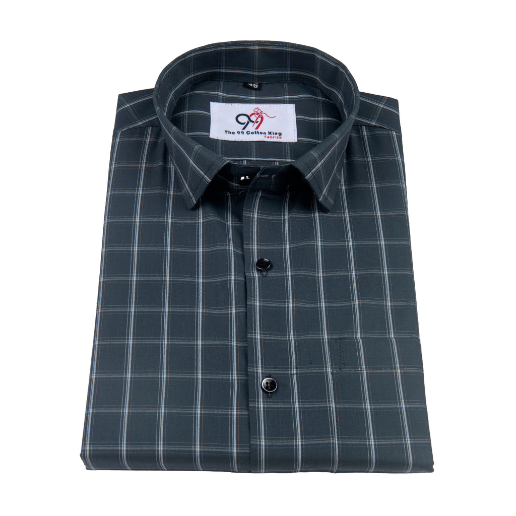 Premium Gray Color Classic Grid Check Men Shirt