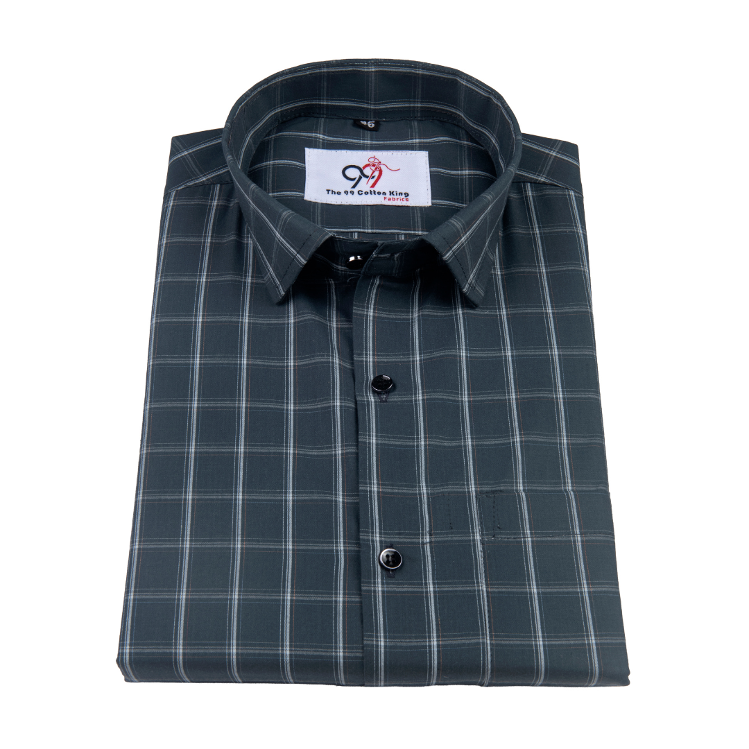 Premium Gray Color Classic Grid Check Men Shirt