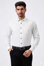 Plax Linen Cotton Orange Blue Lining Shirt