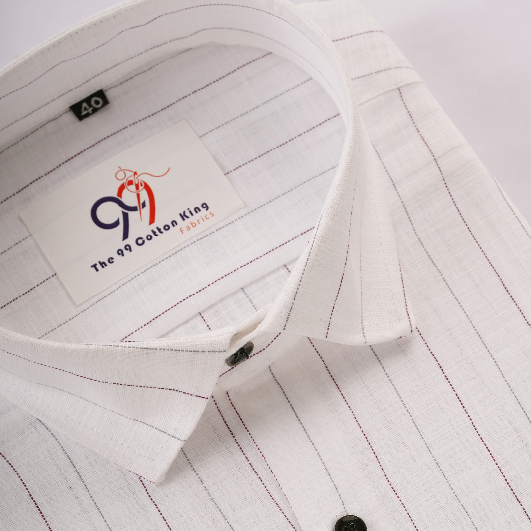 Plax Linen Cotton Purple Gray Lining Shirt