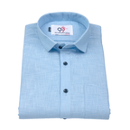 Premium Linen Slub Sky Color Plain Shirt - Full Sleeves
