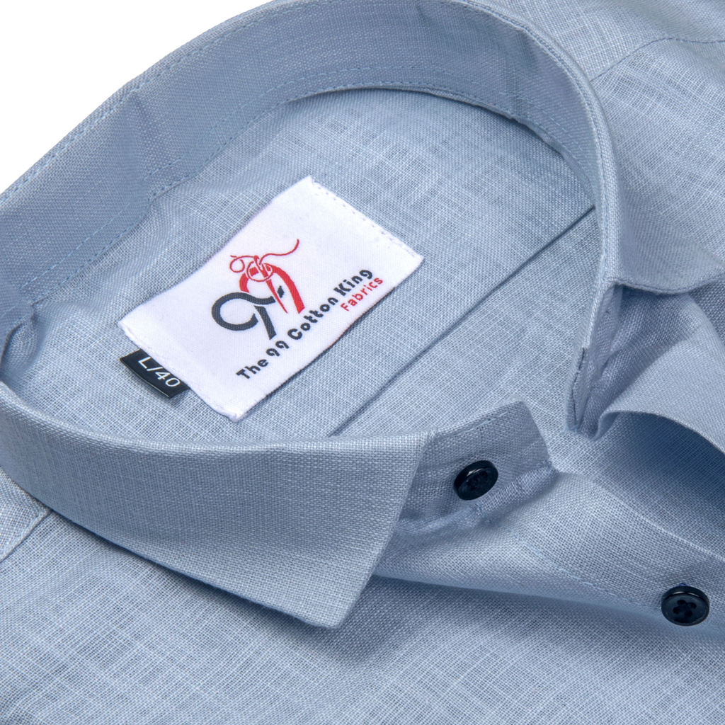 Premium Linen Slub Gray Color Plain Shirt - Full Sleeves