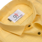 Premium Linen Slub Yellow Color Plain Shirt - Full Sleeves