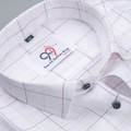 Flax Linan Cotton Checks Creem Colour Men Shirt
