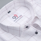 Flax Linan Cotton Checks Creem Colour Men Shirt