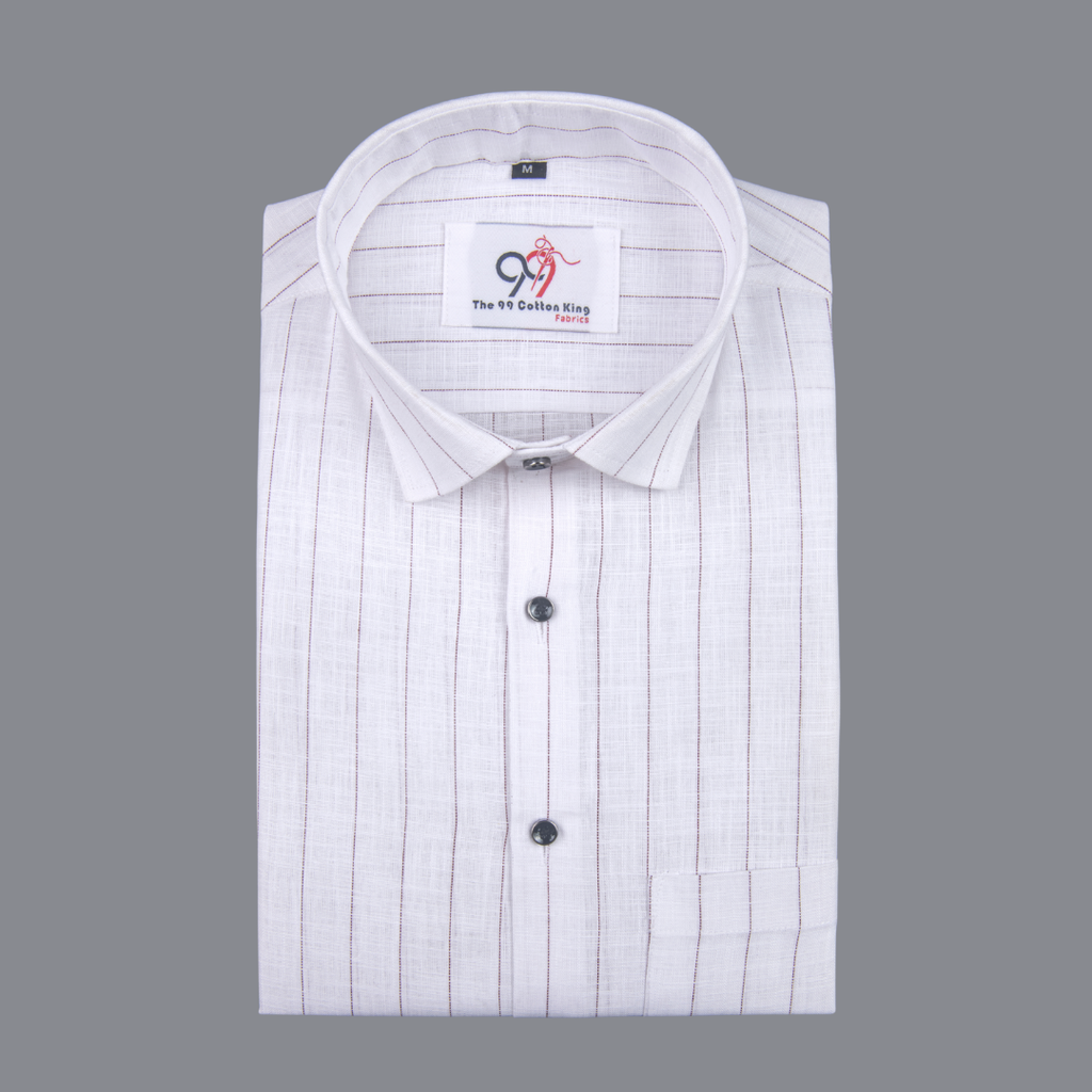 Flax Linan Cotton Midiam Line Brown Colour Men Shirt
