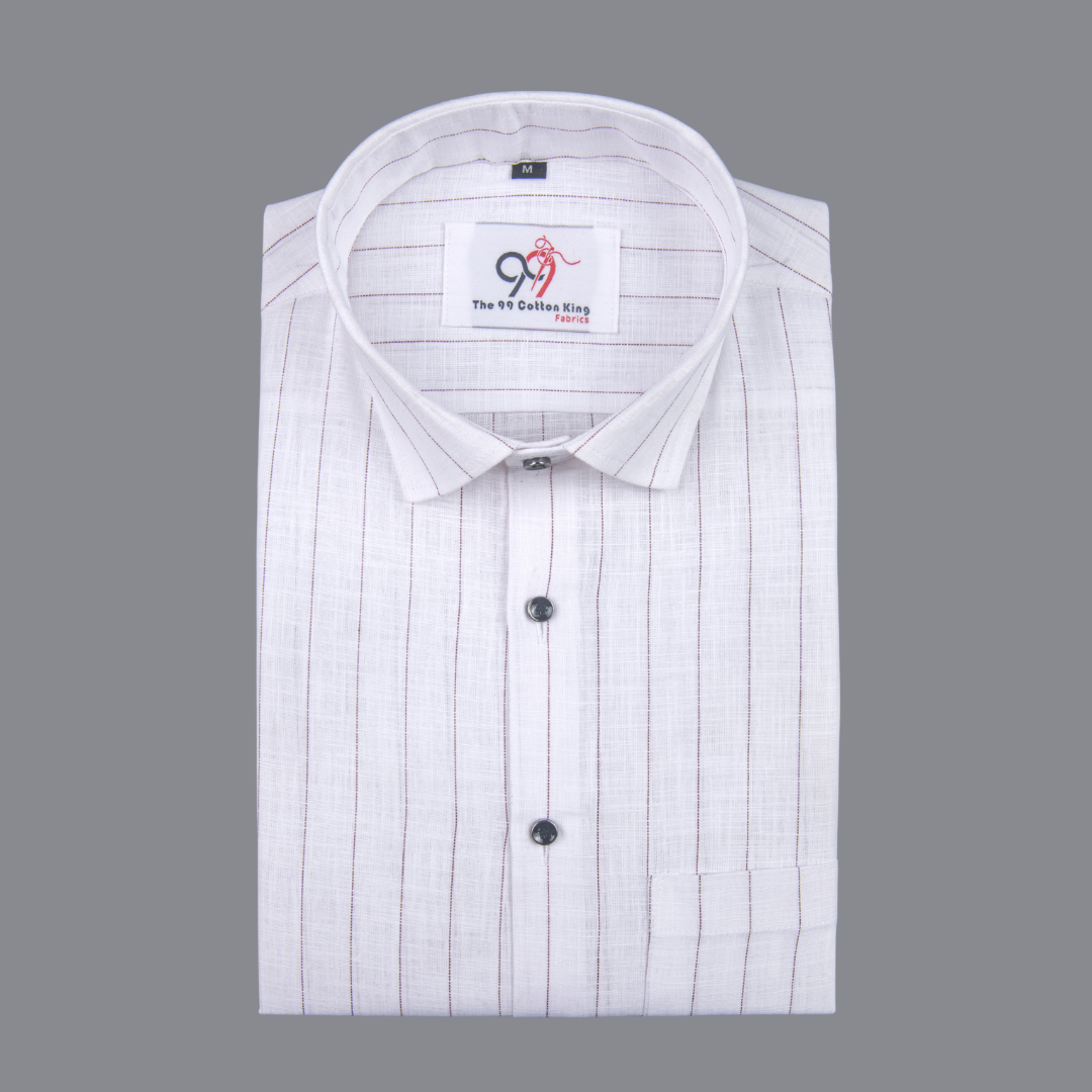 Flax Linan Cotton Midiam Line Brown Colour Men Shirt