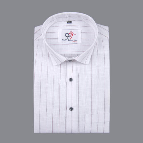 Flax Linan Cotton Midiam Line Brown Colour Men Shirt