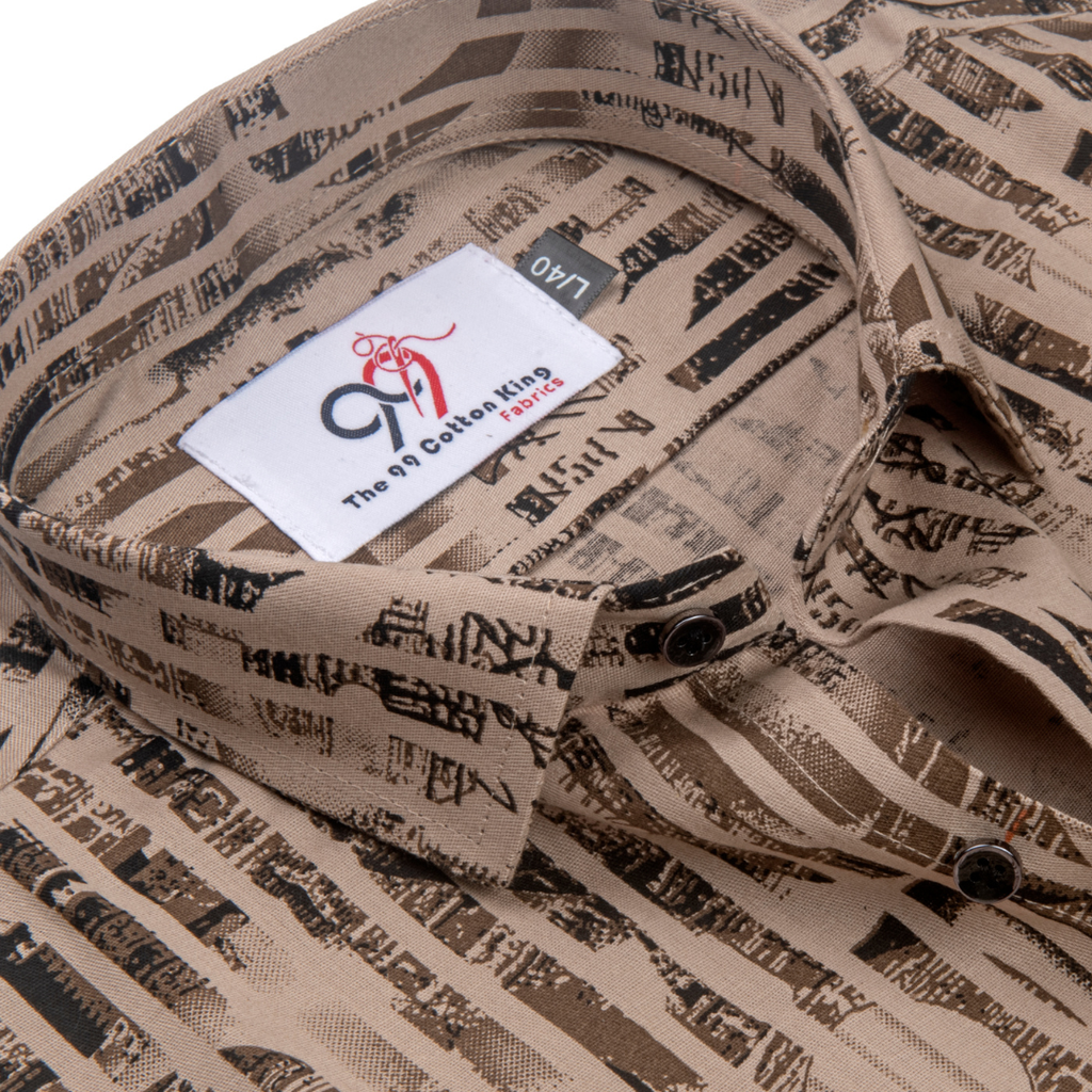 Cotton Chandan Color Lining Brush Stroke Print Men Shirt