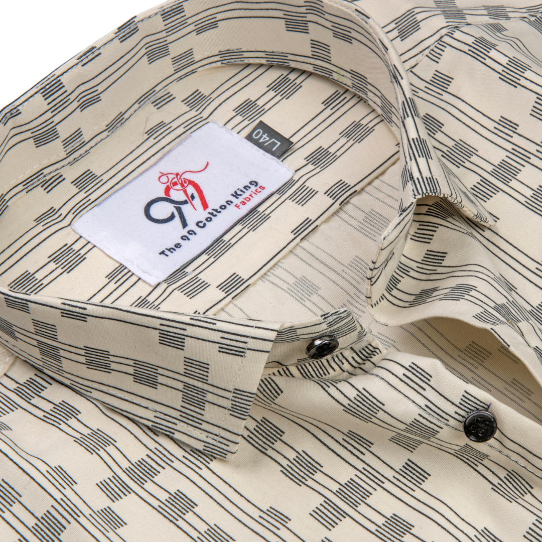 Premium Printed Cream Color Men Shirt