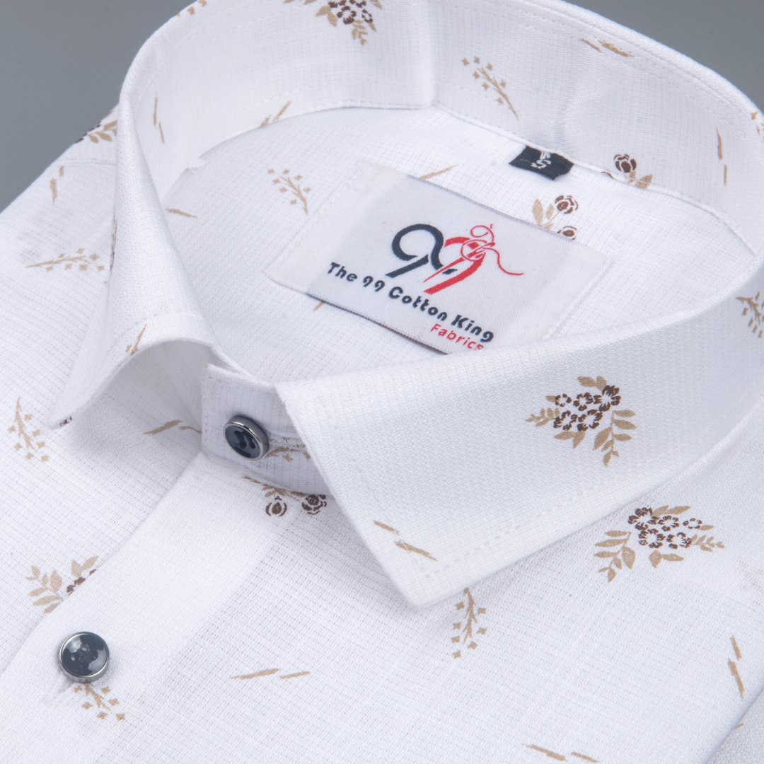 Plax Linen Cotton Micro Floral Print Men Shirt