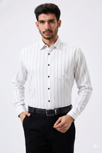 Plax Linen Cotton Bold Multi Colour Lining Shirt