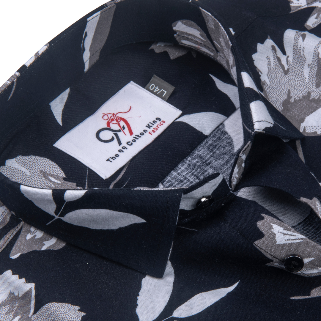 Pure Cotton Mehndi Color flower Print Men Shirt