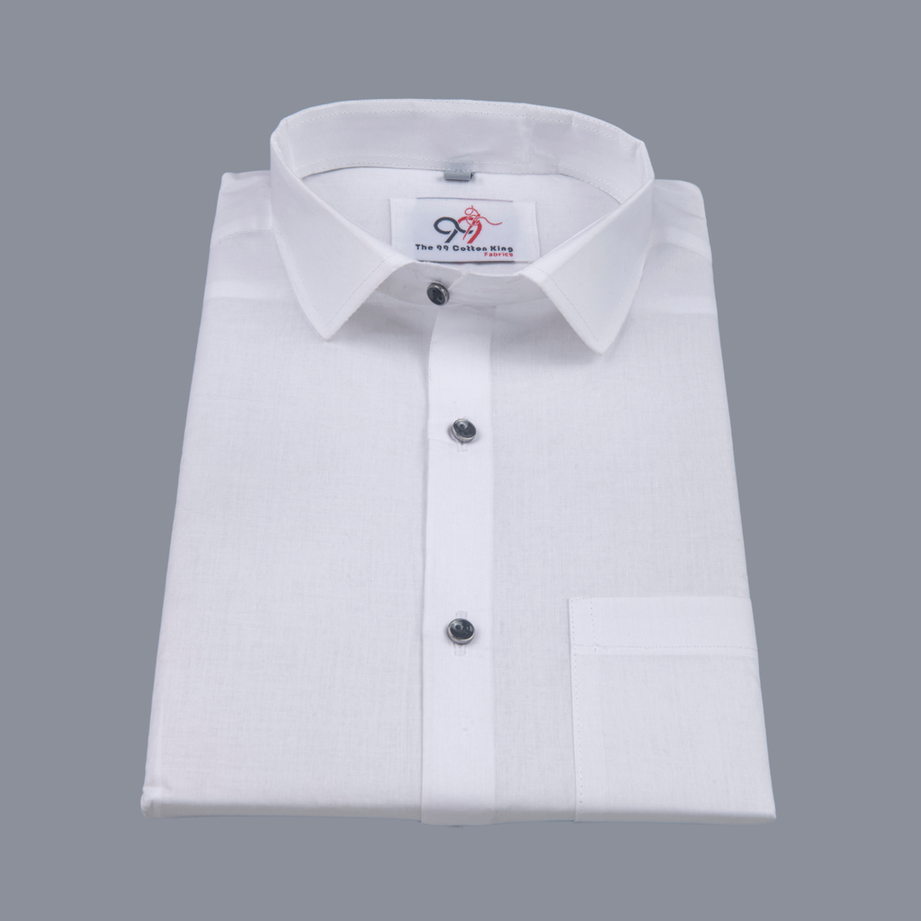 Cotton Classic Plain White Men Shirt